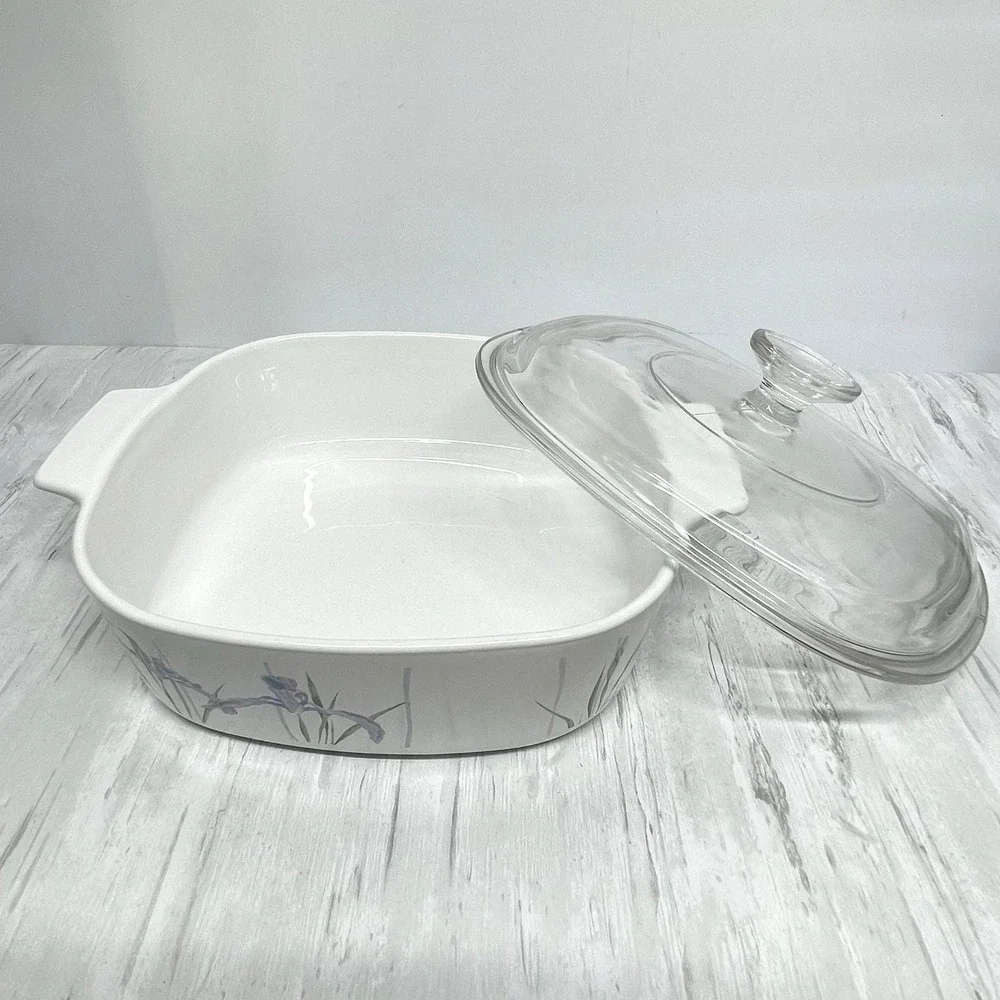 Vintage‎ Corning Ware Shadow Iris A-2-B Casserole 2 Liter With A-9-C Pyrex Lid